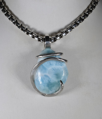 Larimar Pendant Necklace 925 Sterling Silver