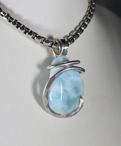 Larimar Pendant Necklace 925 Sterling Silver
