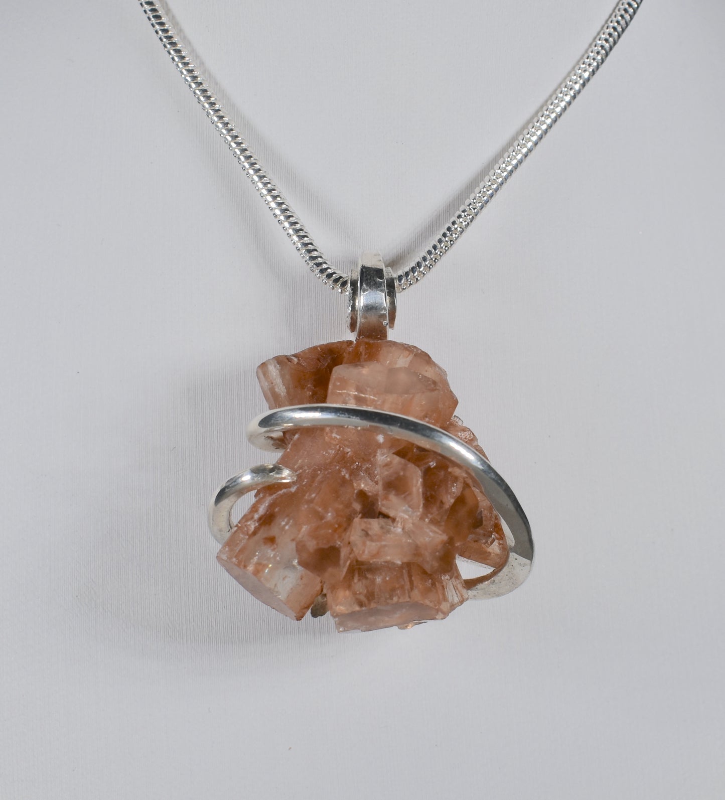 Aragonite Handmade Crystal Pendant Wrapped in Silver