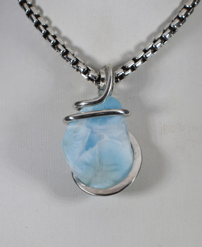 Larimar Pendant Necklace 925 Sterling Silver