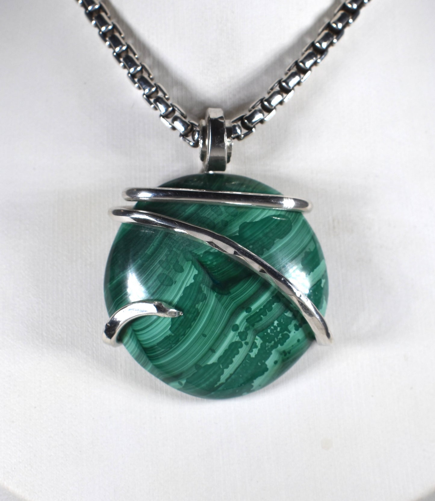 Malachite Pendant Necklace 925 Sterling Silver