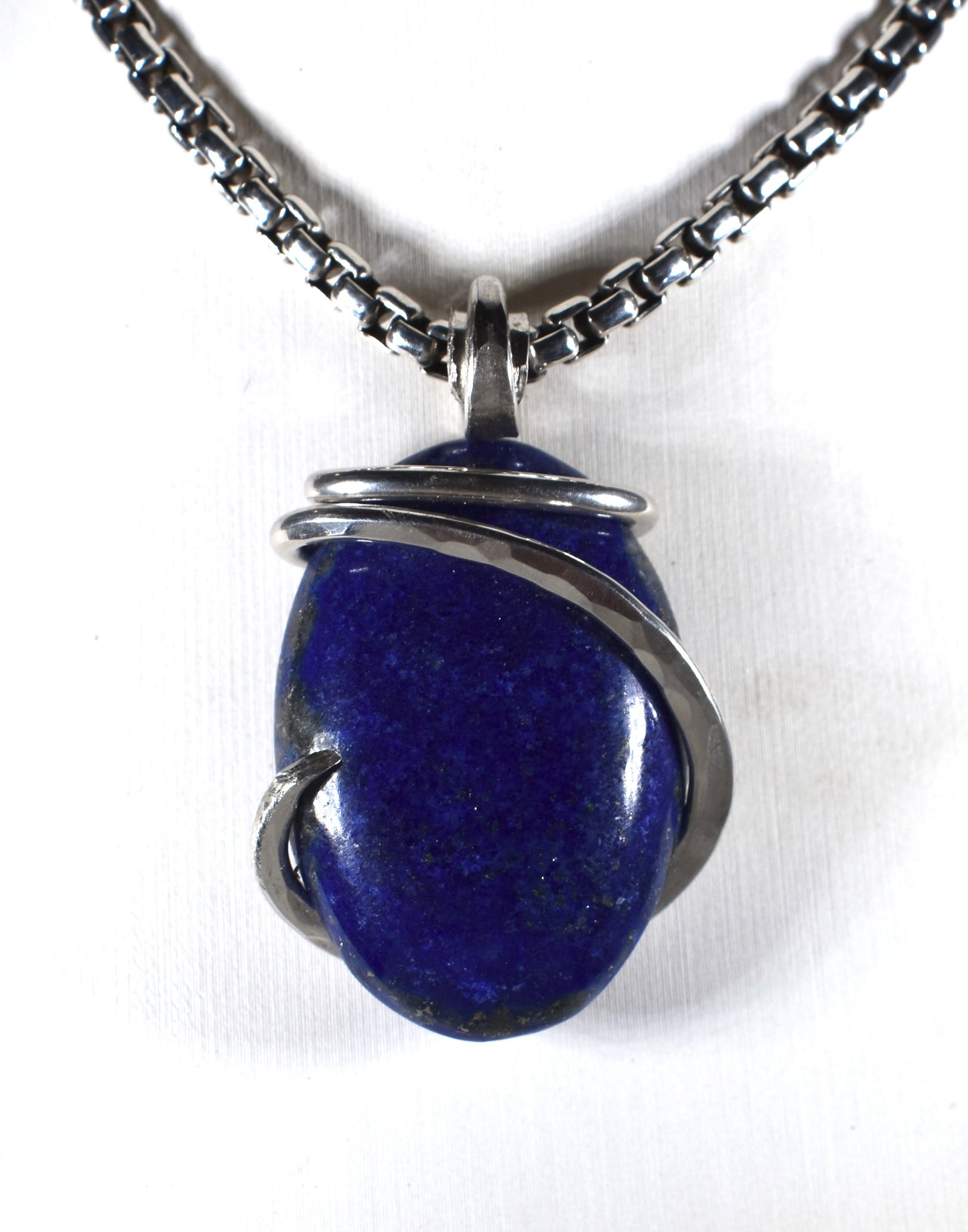 Lapis Lazuli/Pyrite Pendant Necklace 925 Sterling Silver