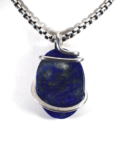 Lapis Lazuli/Pyrite Pendant Necklace 925 Sterling Silver
