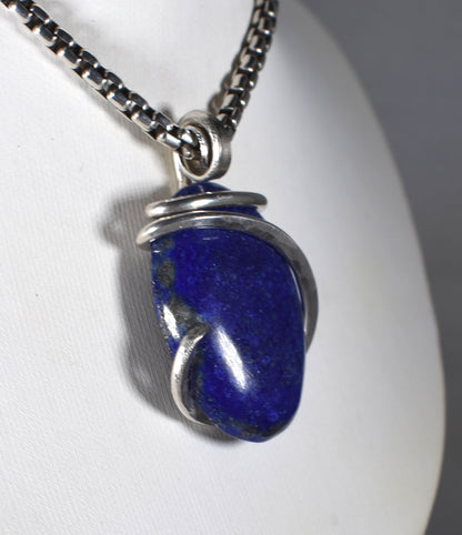 Lapis Lazuli/Pyrite Pendant Necklace 925 Sterling Silver