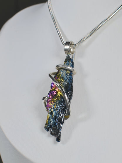 Carborundum Handmade Crystal Pendant Wrapped in Silver