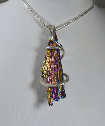 Carborundum Handmade Crystal Pendant Wrapped in Silver