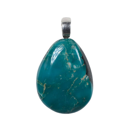 Tyrone Turquoise Handmade Stone Pendant with Silver Bail