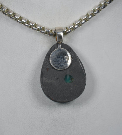 Tyrone Turquoise Handmade Stone Pendant with Silver Bail