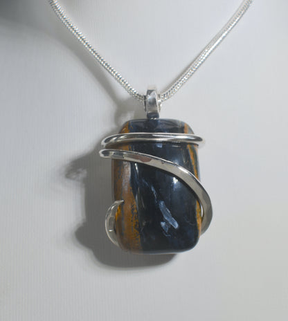 Pietersite Handmade Stone Pendant Wrapped in Silver