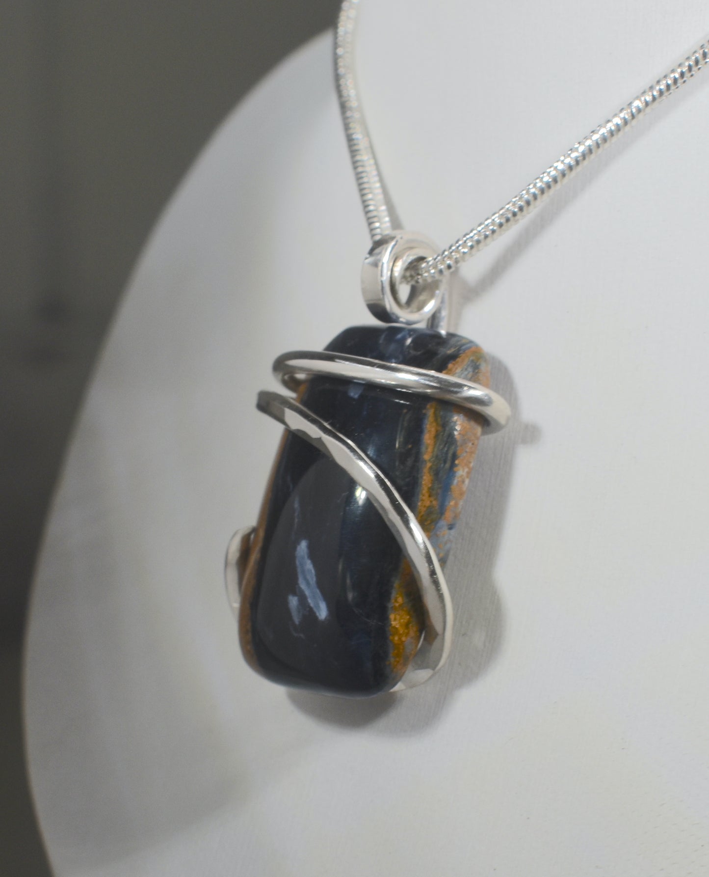 Pietersite Handmade Stone Pendant Wrapped in Silver