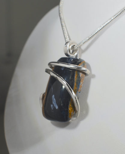 Pietersite Handmade Stone Pendant Wrapped in Silver