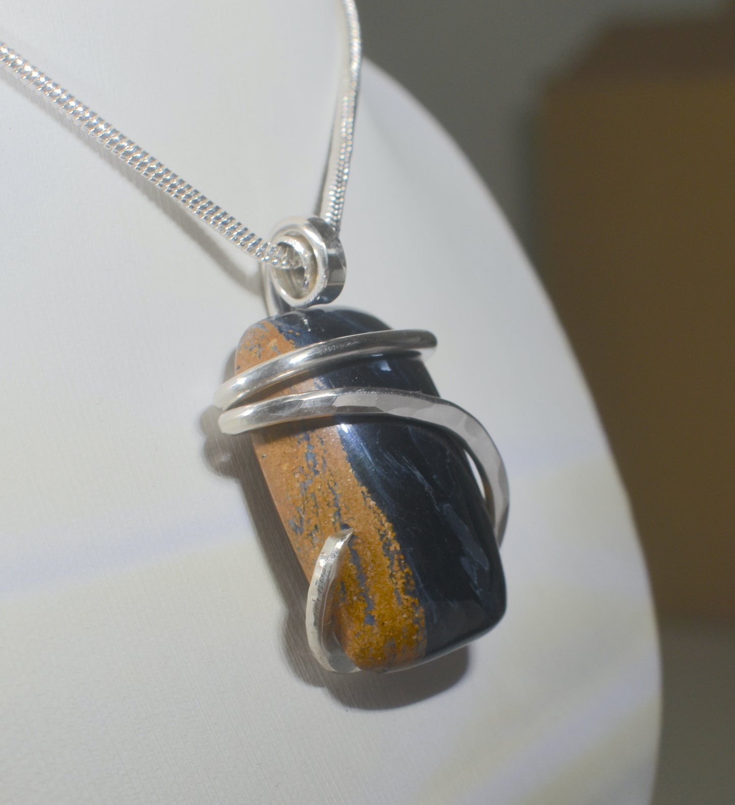 Pietersite Handmade Stone Pendant Wrapped in Silver