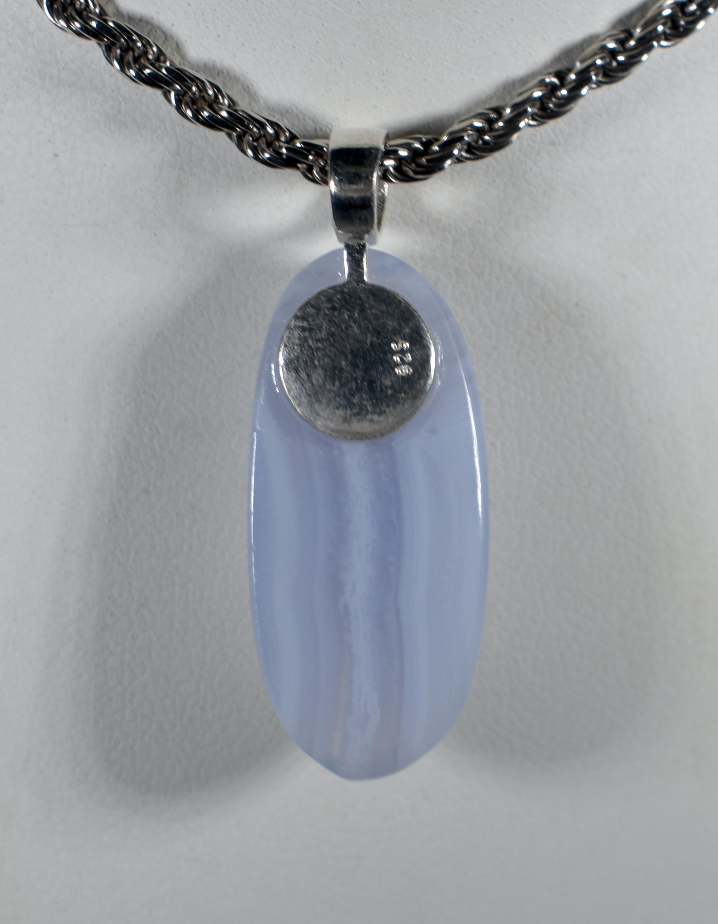 Blue Lace Agate Handmade Stone with Silver Bail