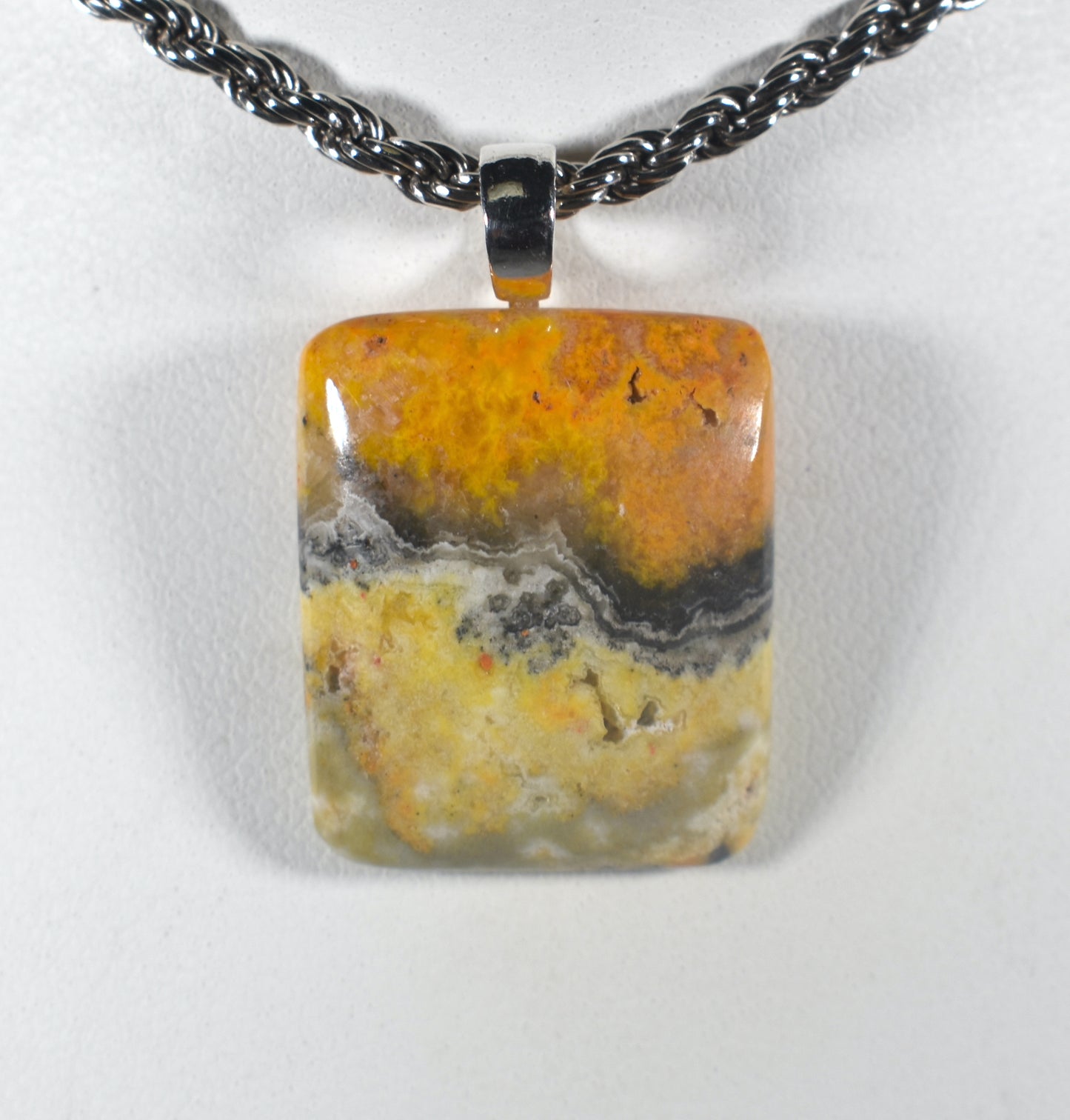 Bumblebee Jasper Handmade Stone Pendant with Silver Bail