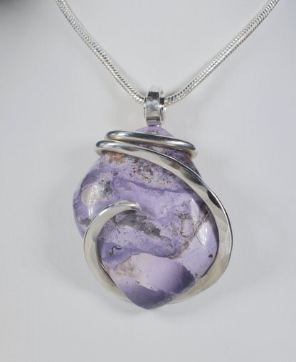 Tiffany Stone Handmade Stone Pendant Wrapped in Silver