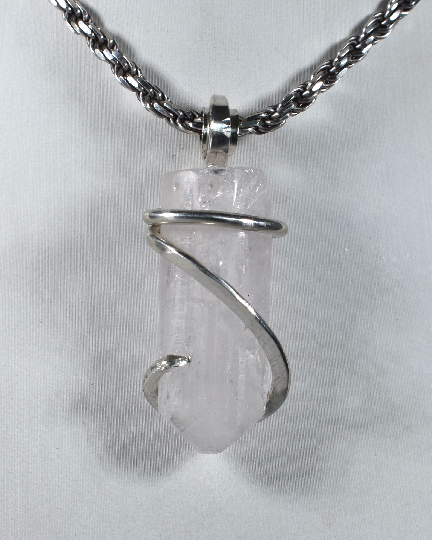 Danburite Handmade Stone Pendant Wrapped in Silver