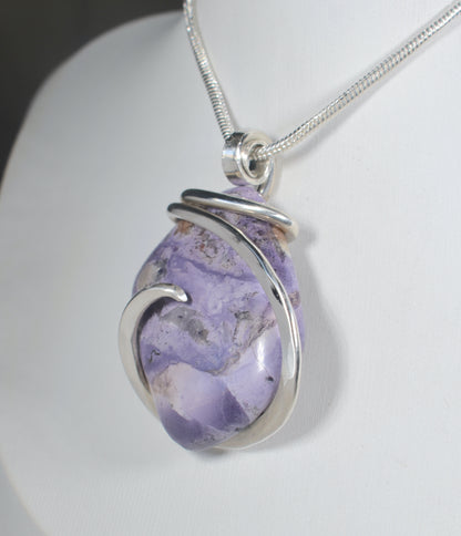 Tiffany Stone Handmade Stone Pendant Wrapped in Silver