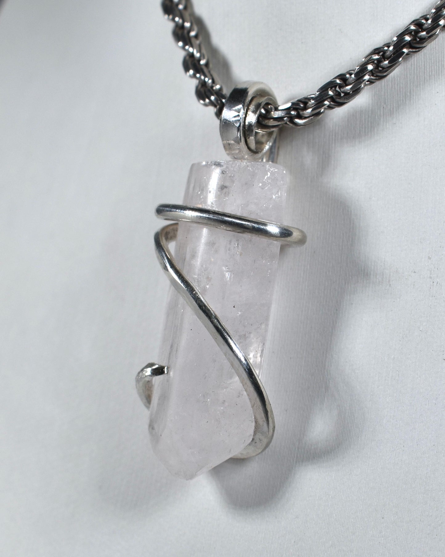 Danburite Handmade Stone Pendant Wrapped in Silver