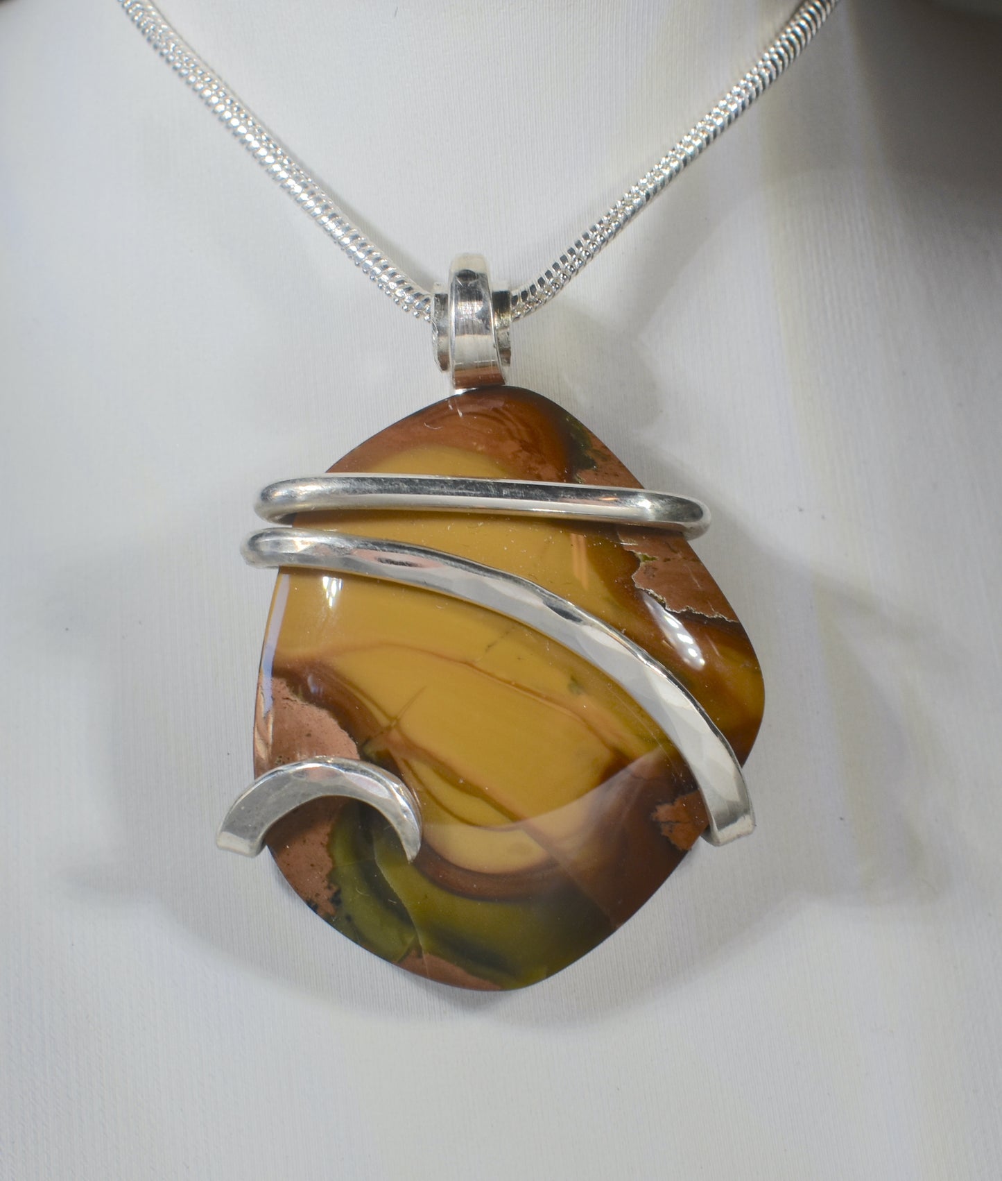 Polychrome Jasper Handmade Stone Pendant Wrapped in Silver