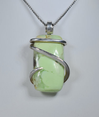 Lemon Magnesite Handmade Stone Pendant Wrapped in Silver