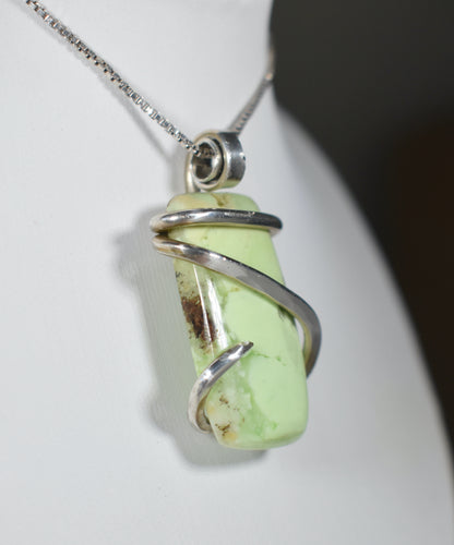 Lemon Magnesite Handmade Stone Pendant Wrapped in Silver