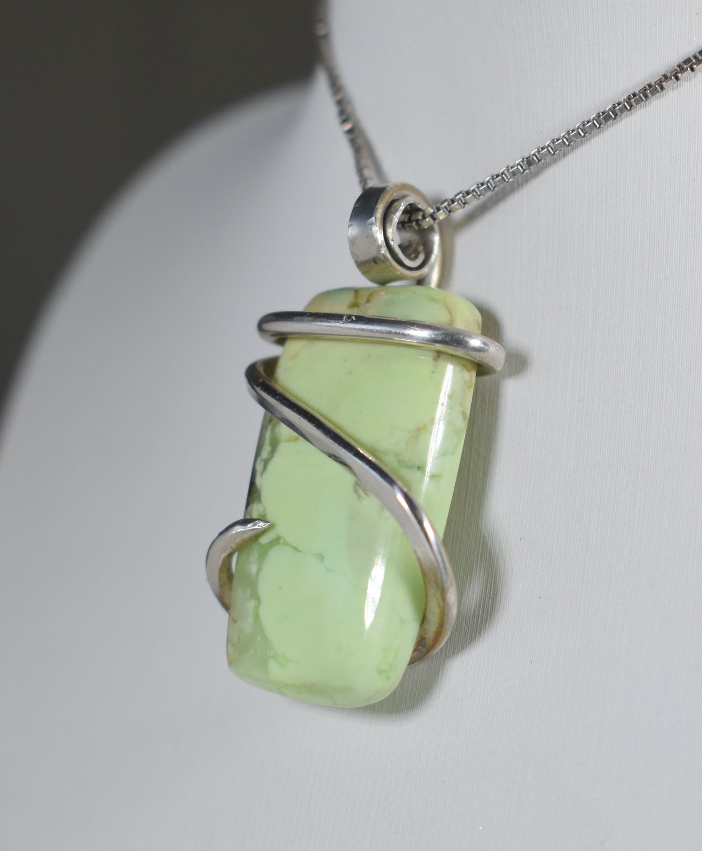 Lemon Magnesite Handmade Stone Pendant Wrapped in Silver