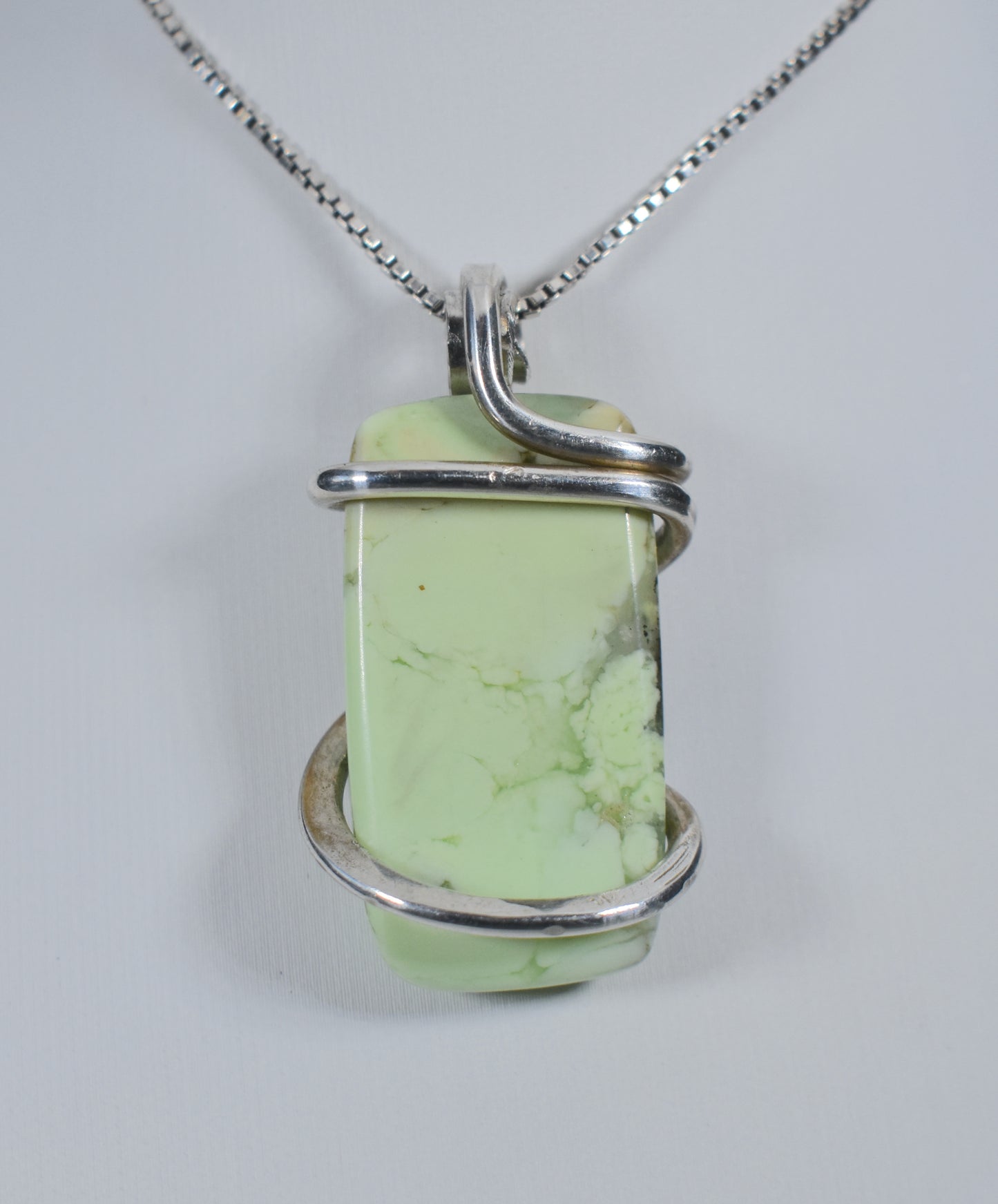 Lemon Magnesite Handmade Stone Pendant Wrapped in Silver