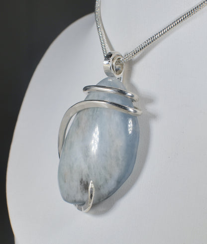 Aquamarine Handmade Crystal Pendant Wrapped in Silver