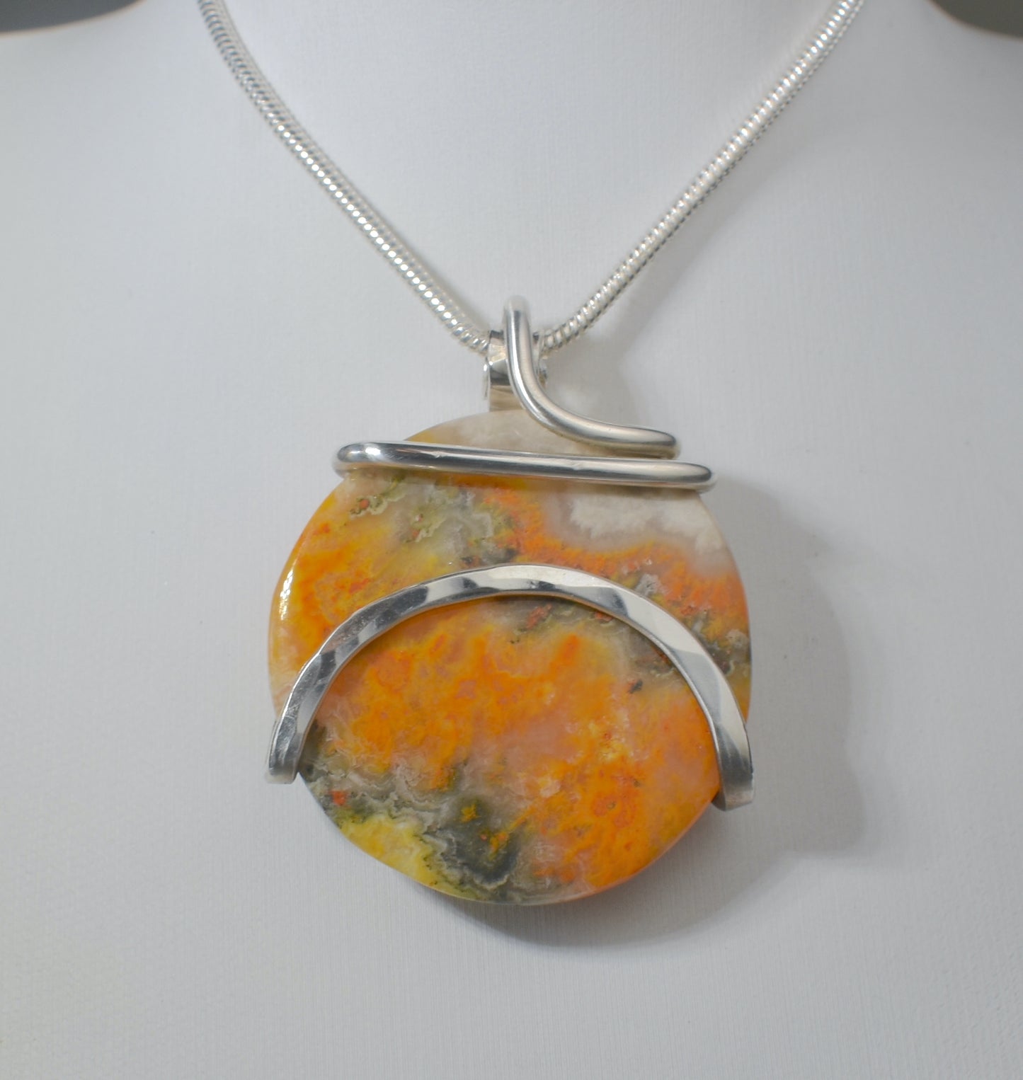 Bumblebee Jasper Handmade Stone Pendant Wrapped in Silver