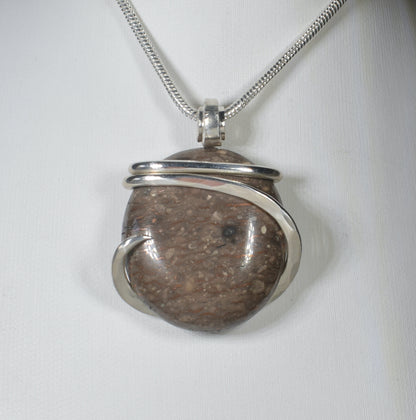 Copper in Matrix Handmade Stone Pendant Wrapped in Silver