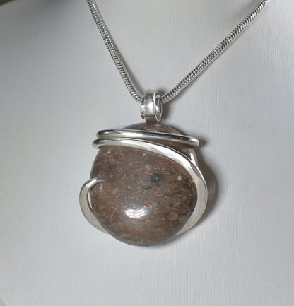 Copper in Matrix Handmade Stone Pendant Wrapped in Silver