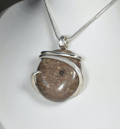 Copper in Matrix Handmade Stone Pendant Wrapped in Silver