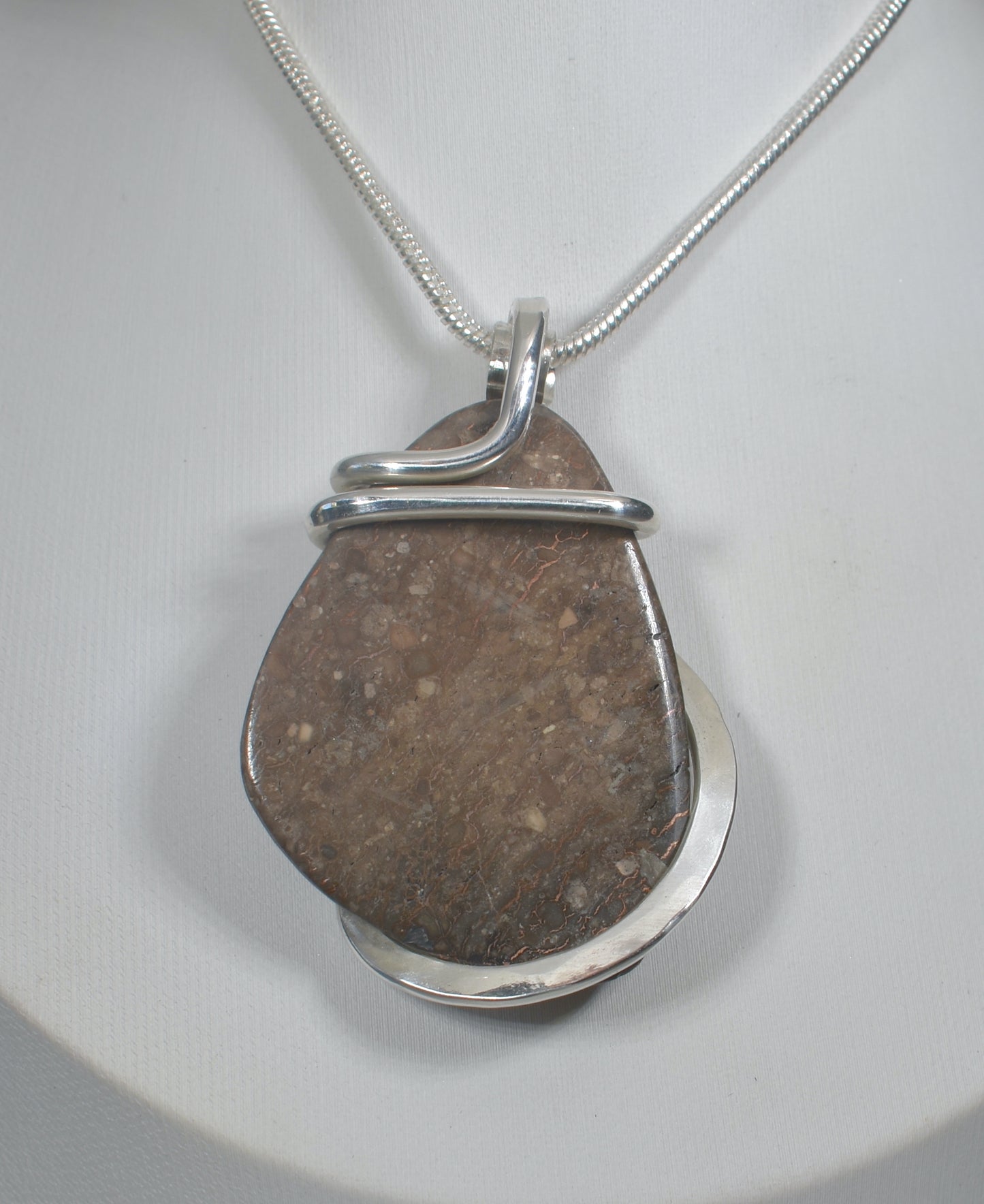 Copper in Matrix Handmade Stone Pendant Wrapped in Silver