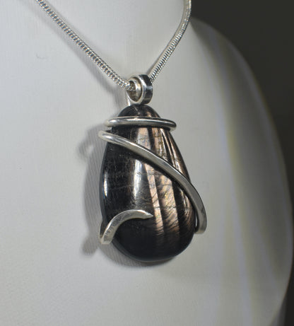 Hypersthene Handmade Stone Pendant Wrapped in Silver