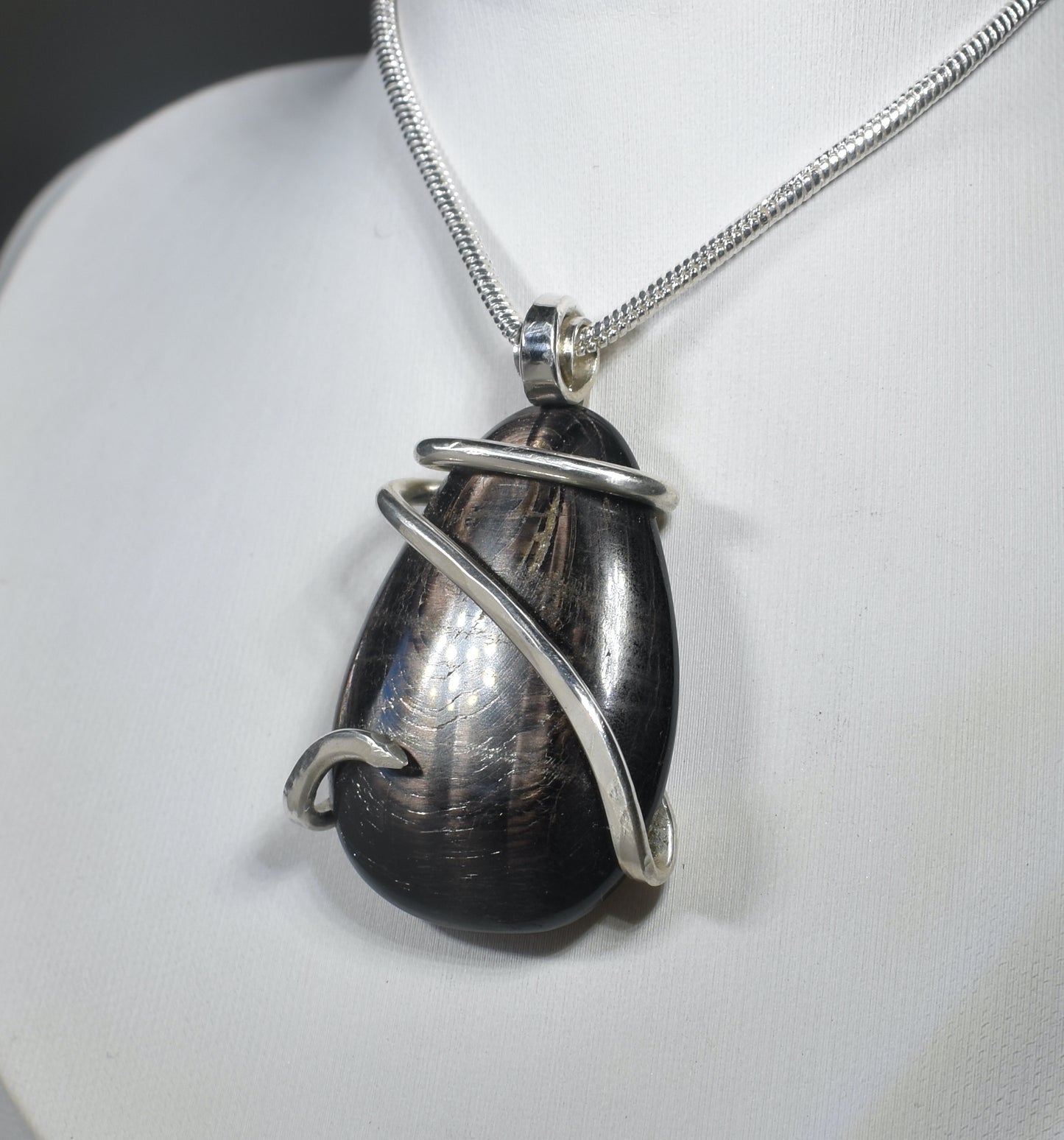 Hypersthene Handmade Stone Pendant Wrapped in Silver