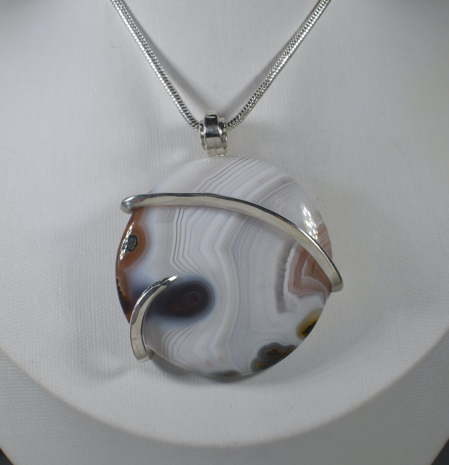 Crazy Lace Agate Handmade Stone Pendant Wrapped in Silver