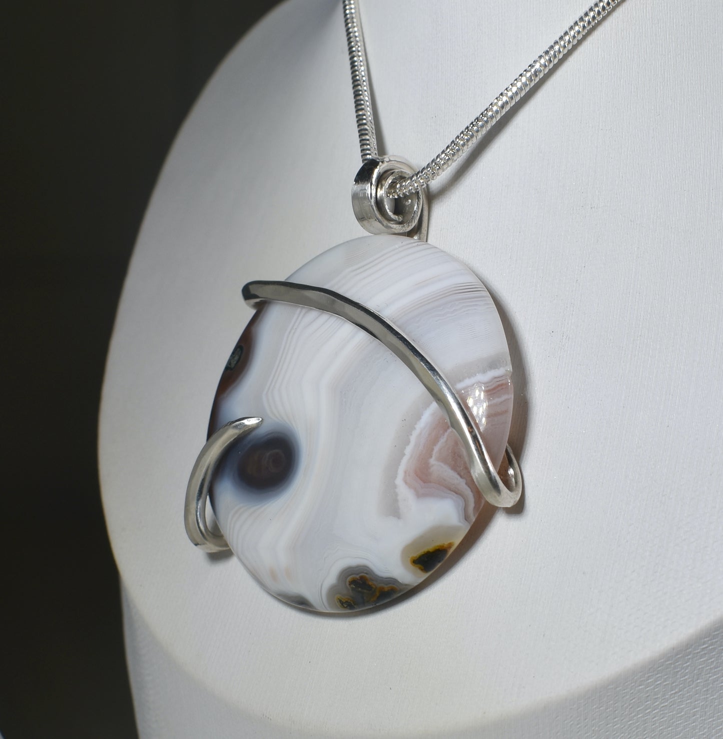 Crazy Lace Agate Handmade Stone Pendant Wrapped in Silver