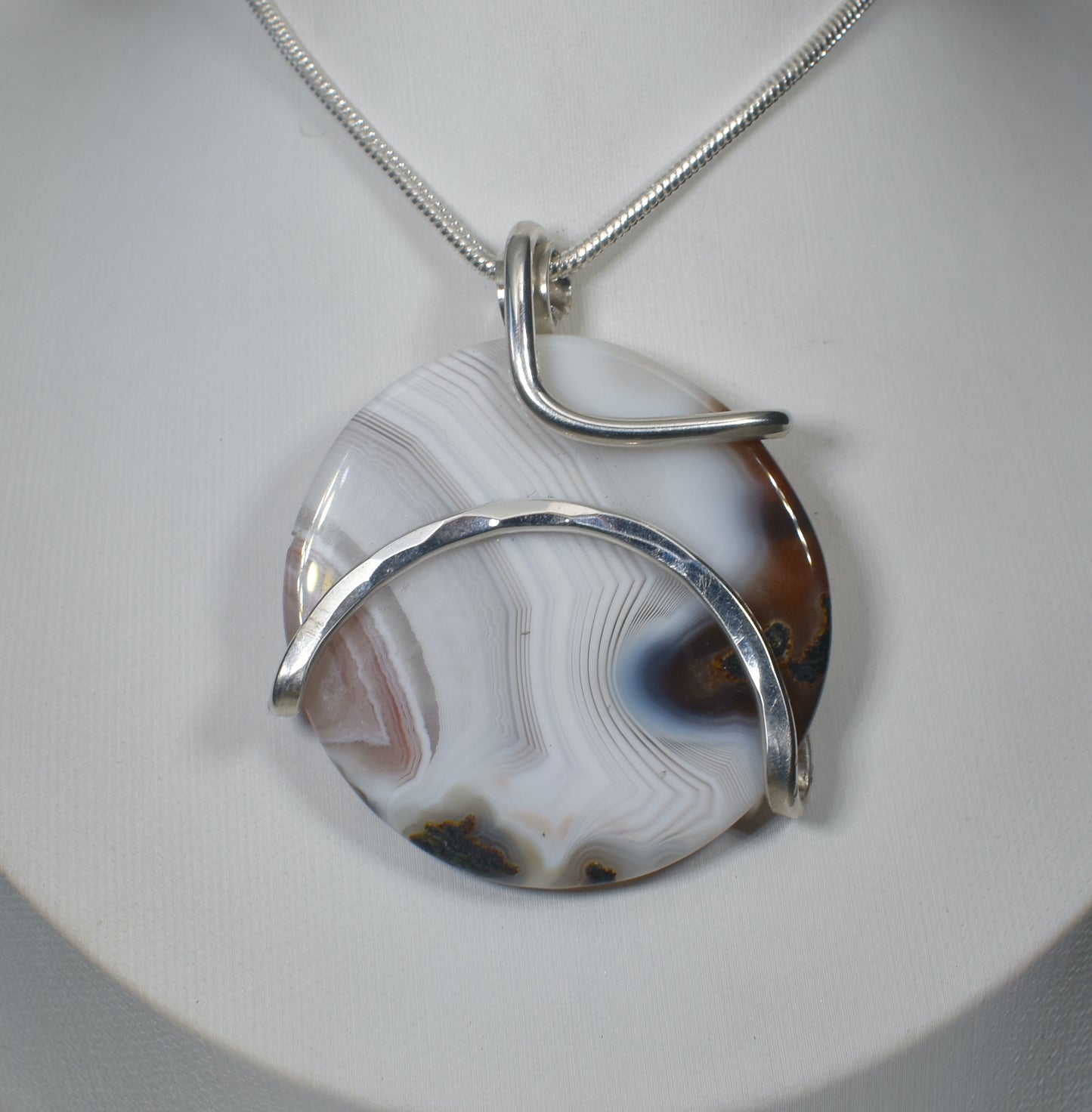 Crazy Lace Agate Handmade Stone Pendant Wrapped in Silver