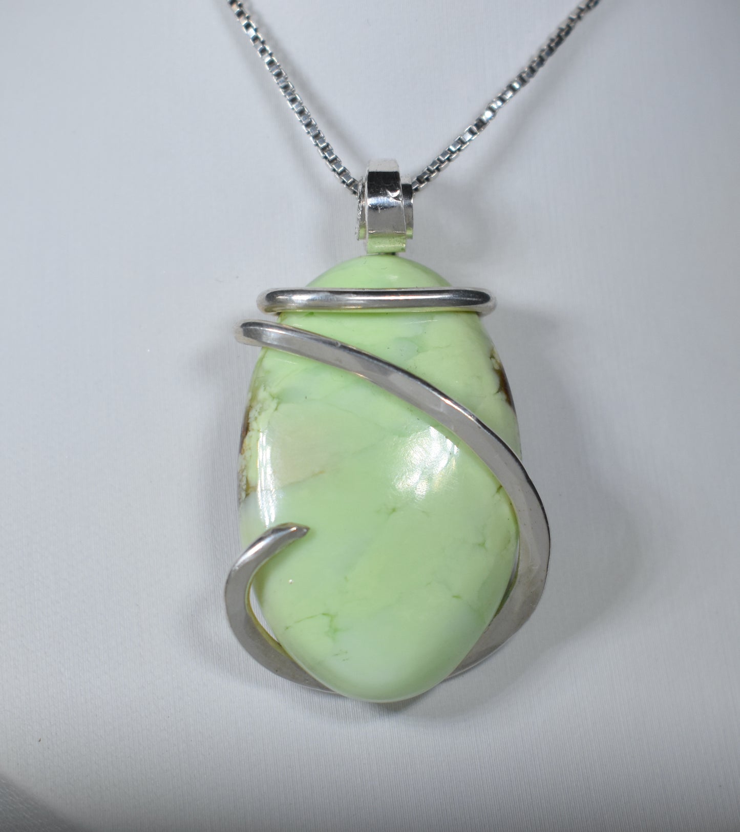 Lemon Magnesite Handmade Stone Pendant Wrapped in Silver