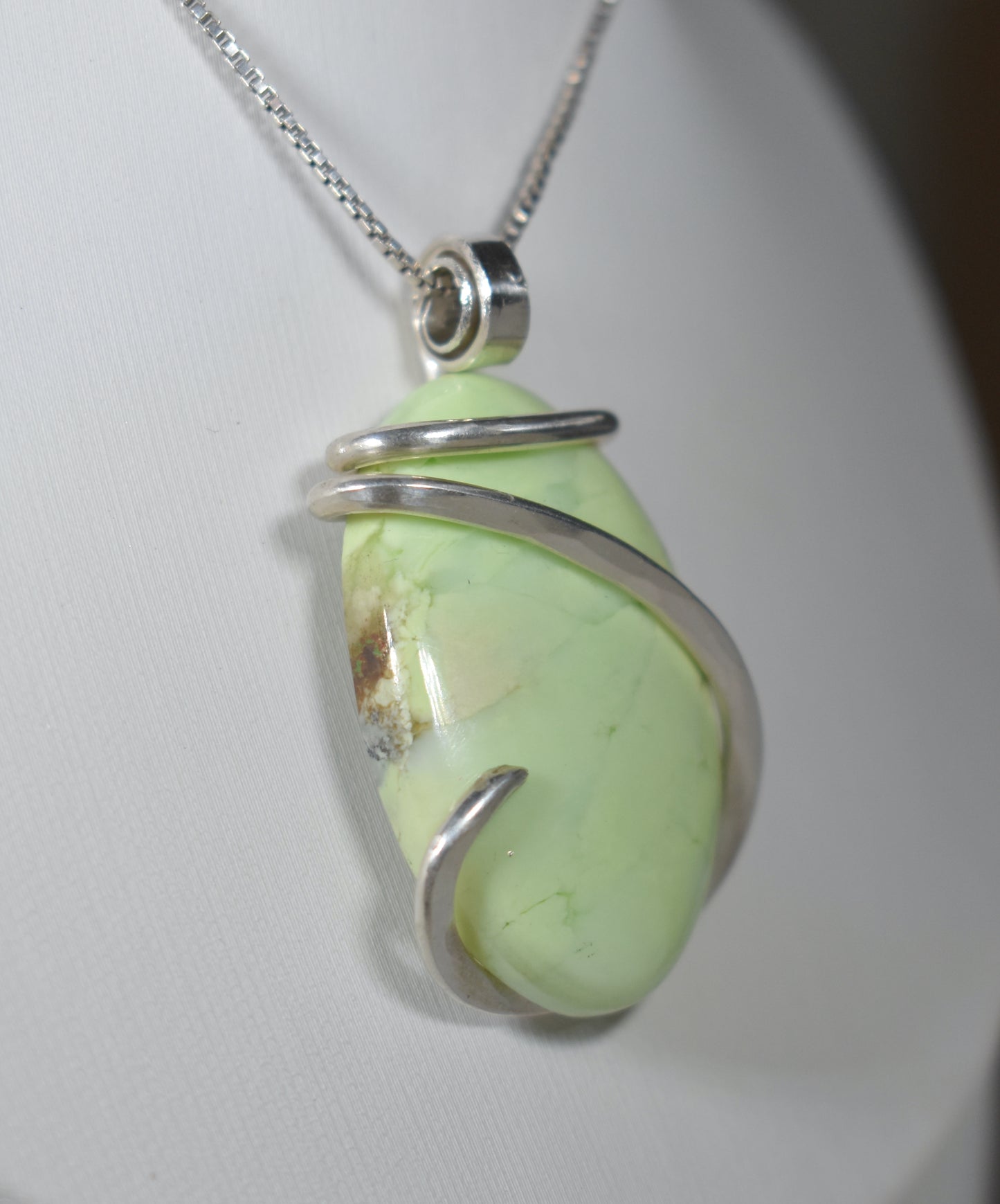 Lemon Magnesite Handmade Stone Pendant Wrapped in Silver