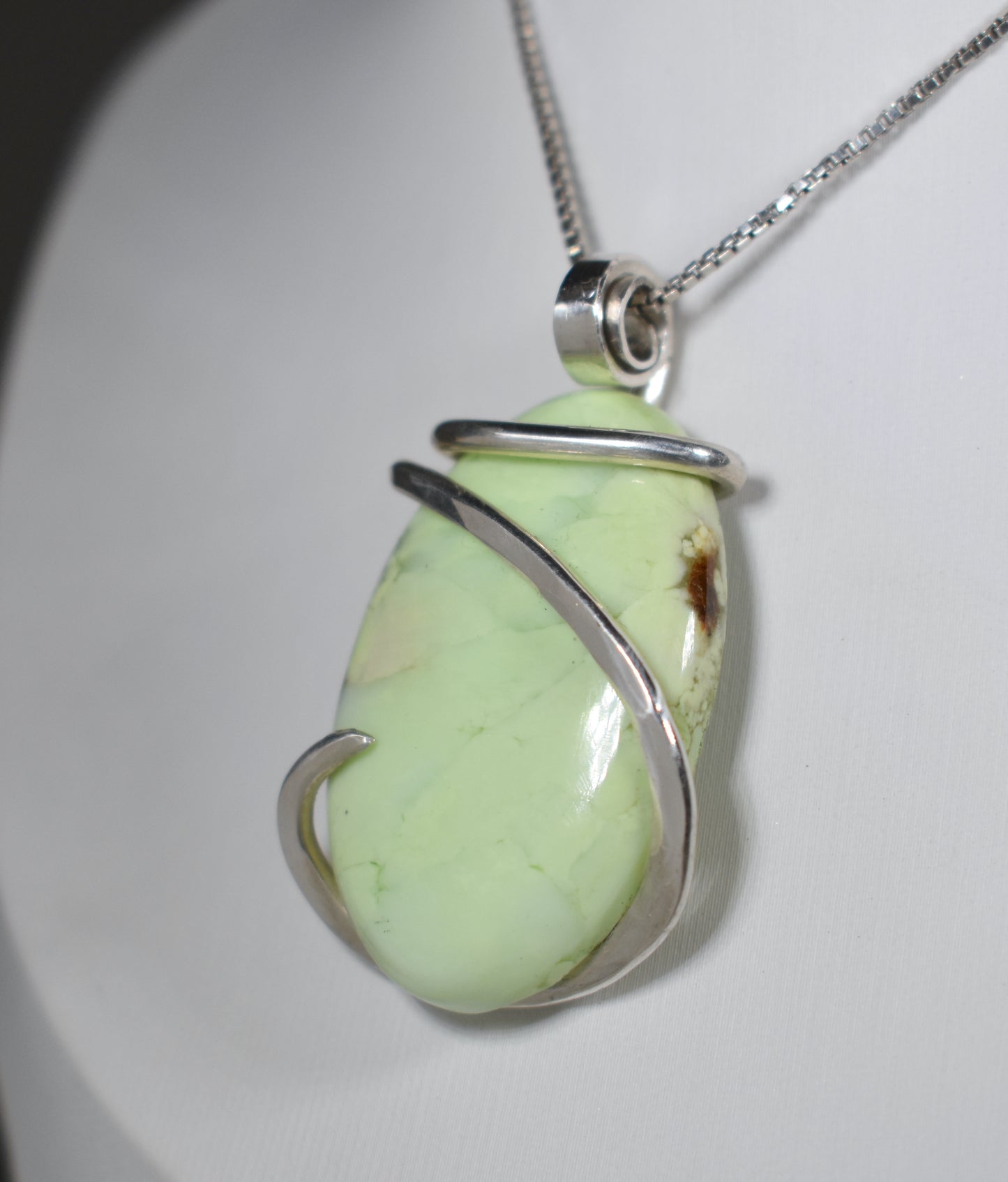 Lemon Magnesite Handmade Stone Pendant Wrapped in Silver