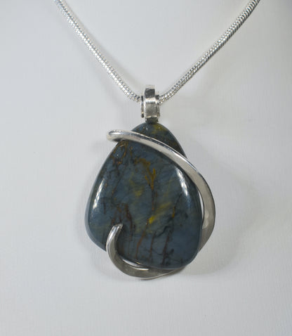 Nellite Handmade Stone Pendant Wrapped in Silver