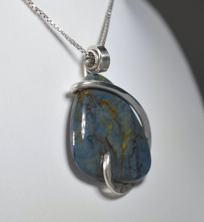 Nellite Handmade Stone Pendant Wrapped in Silver