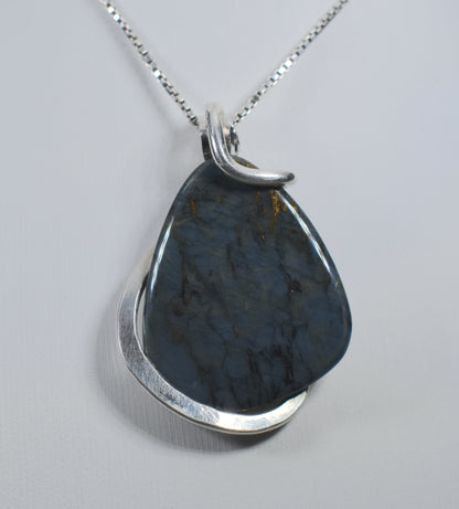 Nellite Handmade Stone Pendant Wrapped in Silver