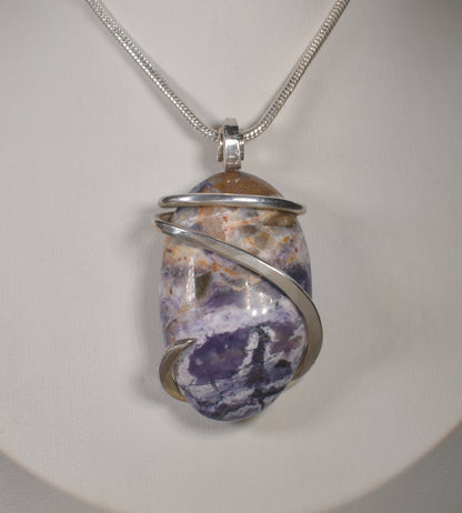 Tiffany Stone Handmade Stone Pendant Wrapped in Silver