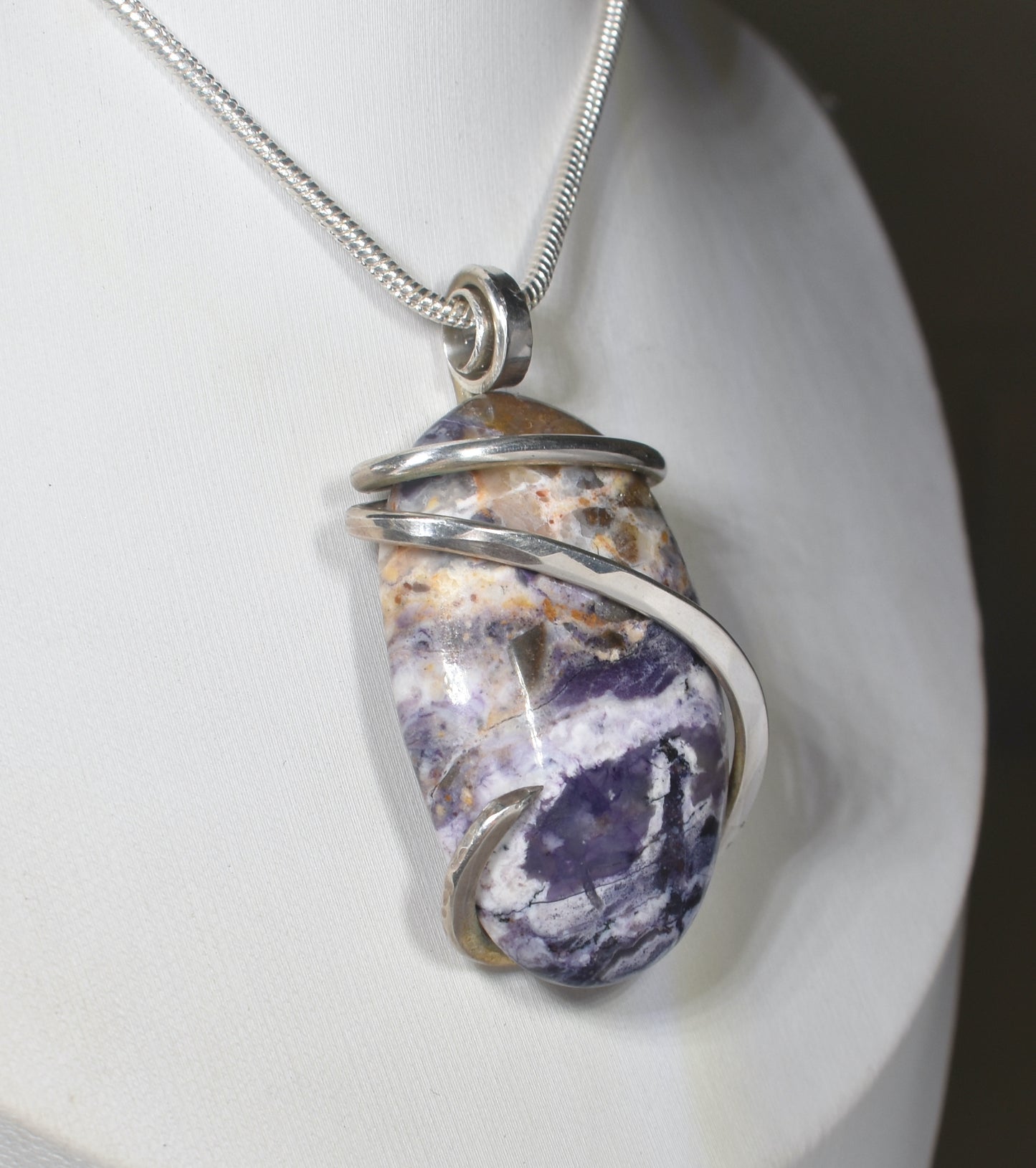 Tiffany Stone Handmade Stone Pendant Wrapped in Silver