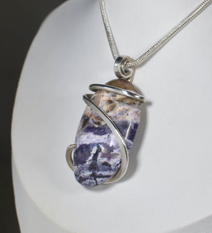 Tiffany Stone Handmade Stone Pendant Wrapped in Silver