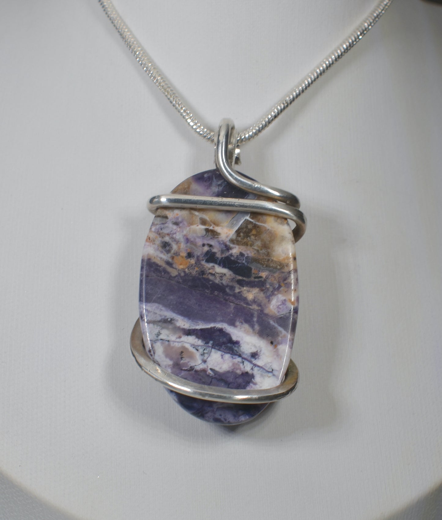 Tiffany Stone Handmade Stone Pendant Wrapped in Silver