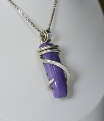 Sugilite Handmade Crystal Pendant Wrapped in Silver