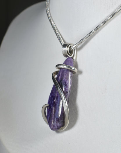 Sugilite Handmade Crystal Pendant Wrapped in Silver